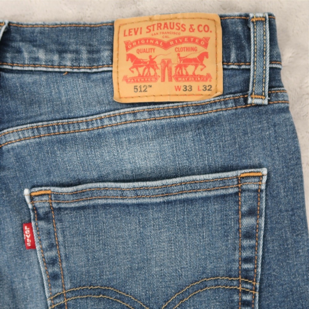 Levi's Jeans Mens 33x32 Fits 32x30 Blue 512 Slim Taper Classic Medium Wash - Picture 8 of 10